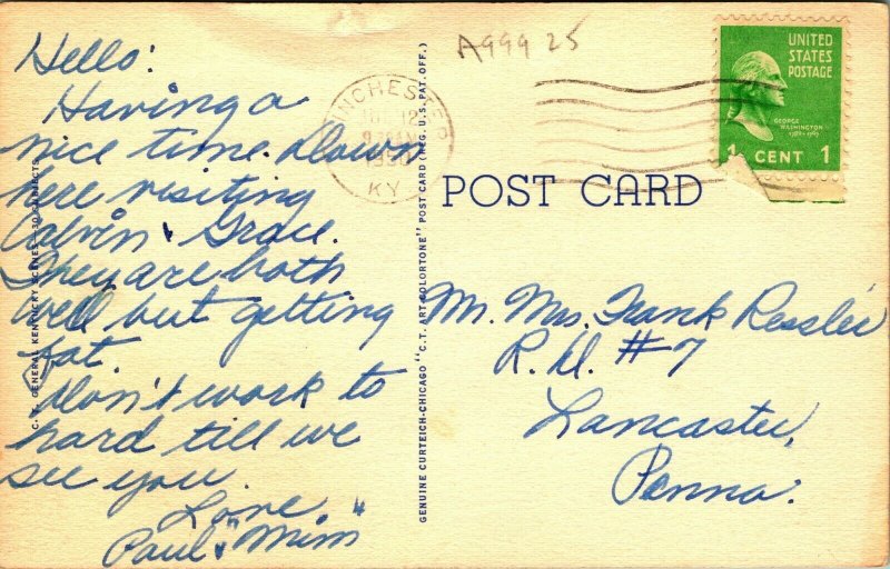  Lincoln Inscription in Memorial Hall Hodgenville KY Vtg Linen Postcard 