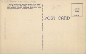 Mobile AL Municipal Airport Linen Postcard