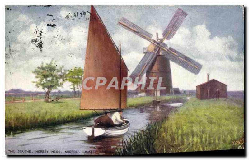 Postcard Old Windmill The Staithe Norfolk Horsey Mere