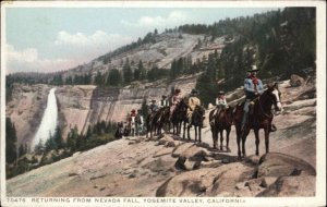 Yosemite Valley California CA Horseback Riding Detroit Pub Vintage Postcard
