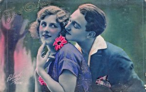 JE T'AIME-I LOVE YOU~FRENCH ROMANCE 1924 BLUET PHOTO POSTCARD