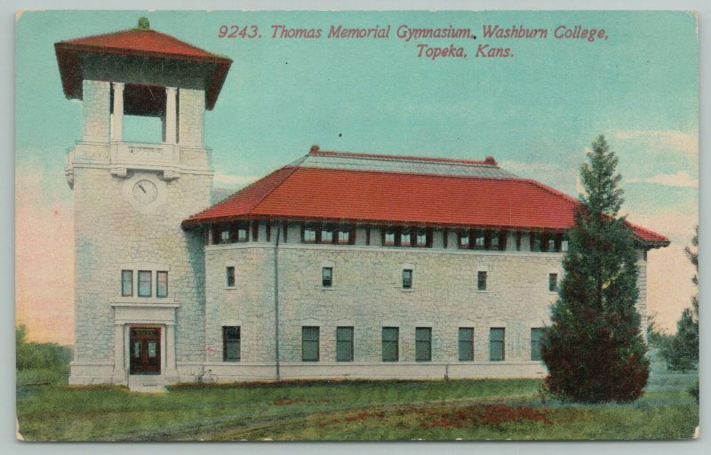 Topeka Kansas~Washburn College Thomas Memorial Gym~c1910 Postcard