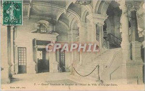 Old Postcard Grand Staircase Hall and the City Hall of Ivry sur Seine