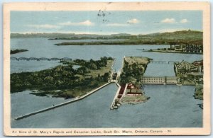 Postcard - Air View of St. Mary's Rapids and Canadian Locks - Canada