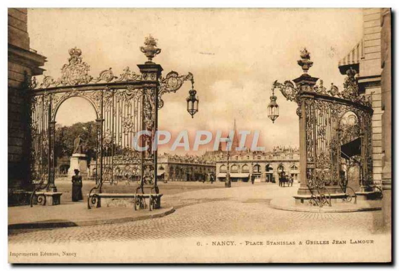 Old Postcard Nancy Place Stanislas Grids Jean Lamour