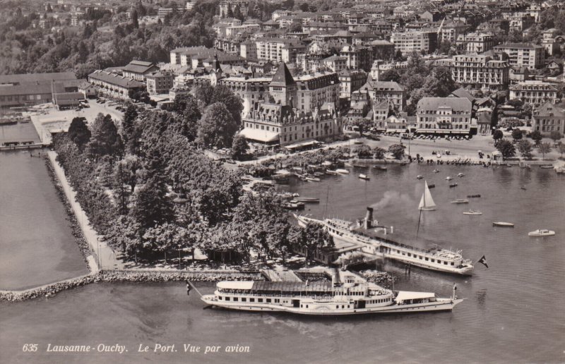 Switzerland Lausanne-Ouchy Le Port Aerial View 1956 Real Photo