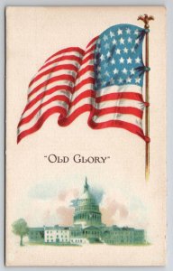 Patriotic Old Glory American Flag Over The Capitol Postcard Y29