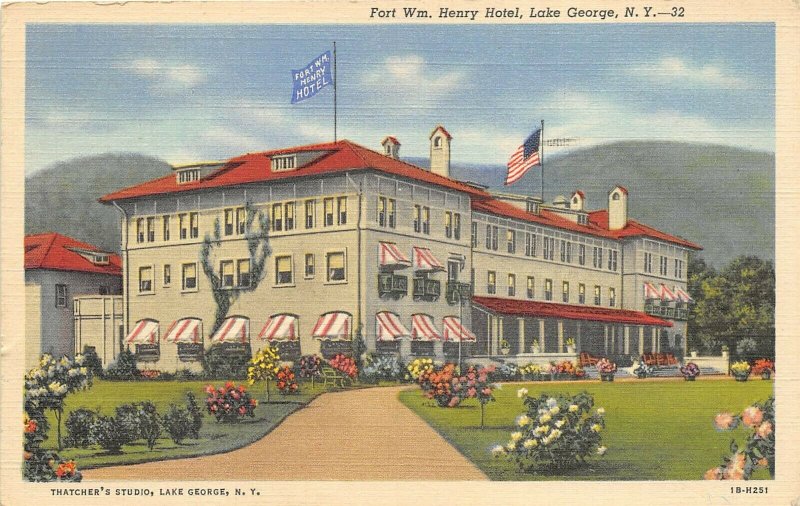 Lake George New York 1944 Postcard Fort William Henry Hotel