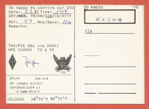 QSL AMATEUR RADIO CARD – COLOGNE, GERMANY – 1980 - OWL