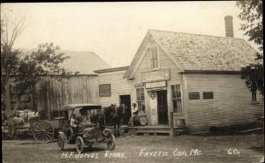 Fayette Corner ME HF Jones Store Nice Street Scene Real Photo Postcard