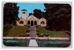 Vintage 1950's Postcard Church of the Little Flower Lake Wawasee Indiana