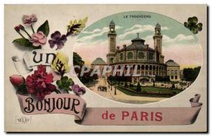 Paris Trocadero Old Postcard Greetings from Paris