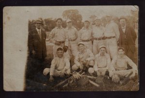 Toledo OHIO RPPC 1908 BASEBALL TEAM Posing Outside COACHES Uniforms OH KB