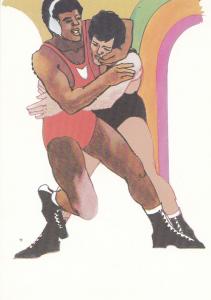 1984 Los Angeles Olympic Games Boxing Boxer Stamp Design Postcard