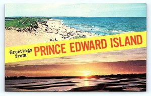 Greetings From PRINCE EDWARD ISLAND, Canada ~ BEACH & SUNSET Scenes Postcard