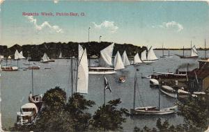 D16/ Put-In-Bay Ohio Postcard Lake Erie South Bass Island 1917 Regatta Week Boat