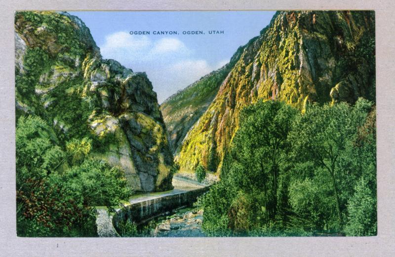 Ogden Canyon, Ogden, Utah unused Kropp linen Postcard