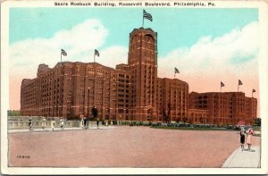 Vtg 1920s Sears Roebuck Building Roosevelt Philadelphia Pennsylvania PA Postcard