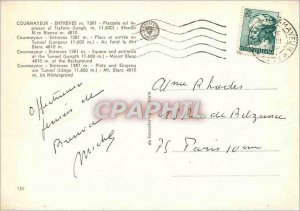 Postcard Modern Courmayeur enteves 1381 meters square and entrance to the tun...