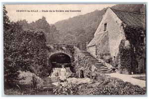 Cernay-La-Ville France Postcard Cascades River Falls 1908 Antique Posted