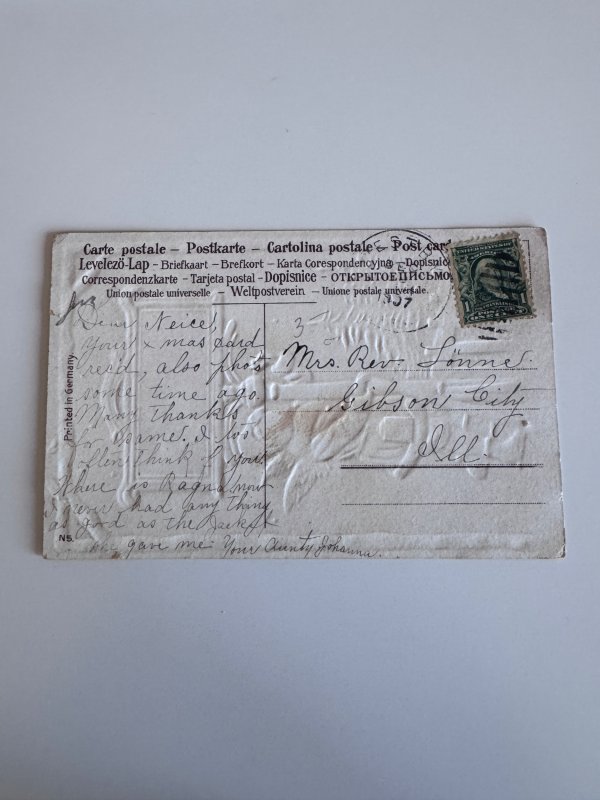 New Year 1910s Angel Lantern Winter German Printed Divided Back