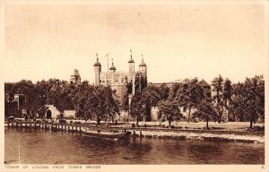 uk973 tower of london from tower bridge real photo  uk