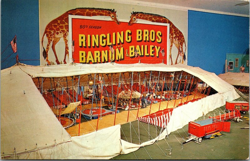 Vtg Ringling Bros & Barnum & Bailey Circus Museum Miniature Sarasota FL Postcard