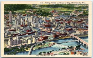 Postcard - Milling District and Heart of City, Minneapolis, Minnesota, USA