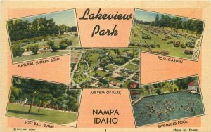 Airview Lake View Park Nampa Idaho Postcard linen Miles News Agency 10682