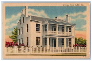 Mobile Alabama AL Postcard Kirkbride Home Jonathan Theatre Street c1940 Vintage