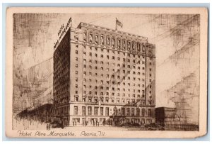 c1920 Hotel Pere Marquette Exterior Peoria Illinois IL Vintage Antique Postcard 