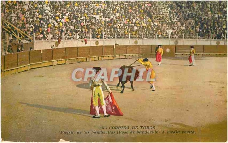 Old Postcard Corrida de Toros de las banderillas Puesta