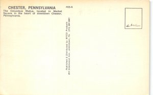 Chester Pennsylvania 1960s Postcard Columbus Statue