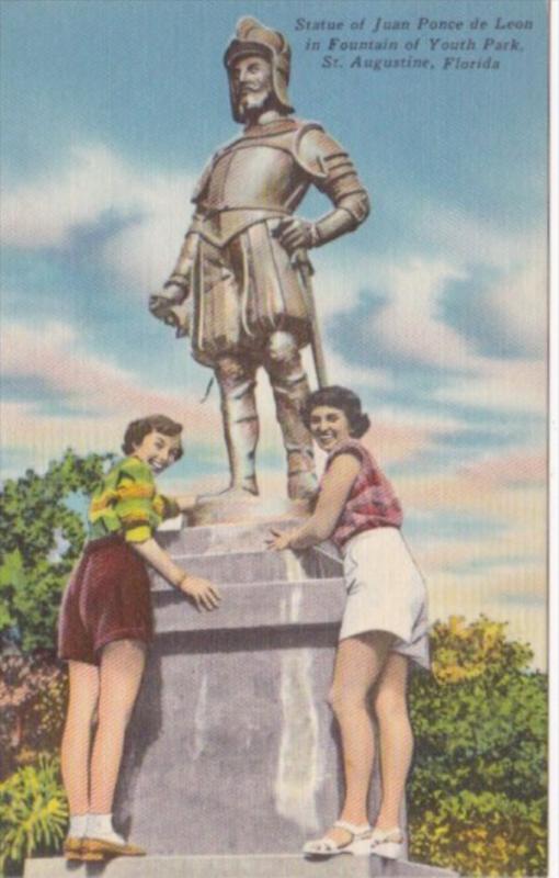 Florida St Augustine Statue Of Juan Ponce de Leon In Fountain Of Youth Park