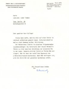 Dr Gustav Kuschinsky German Post WW2 Scientist Hand Signed Letter