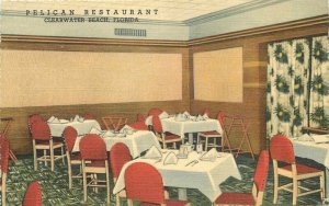 Clearwater Beach Florida 1930s Pelican Restaurant Postcard Teich linen 6601