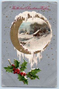 Frederick Maryland MD Postcard Christmas Crescent Winter Snow Scene Winsch Back