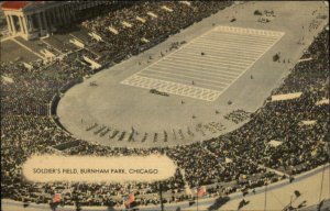 Chicago Burnham Park Soldier's Field Football Linen Postcard