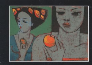 Orange In Big Hair Wild Art Deco Fruit German Painting Postcard