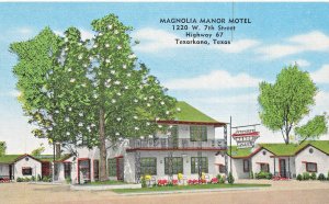 TEXARKANA TEXAS TX~MAGNOLIA MANOR MOTEL-YOUR HOME SIDE OF ROAD~VINTAGE POSTCARD