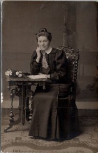 RPPC Lovely Woman Seated Studio Photo Leewarden Netherlands Postcard H28