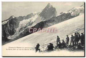 Old Postcard Militaria Alpine hunters maneuvers Meije view Lake Glacier