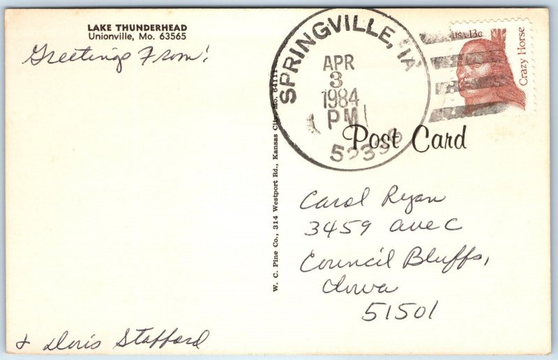 1984 Springville, IA Huge Post Office Cancel Postcard Town USPO History A269