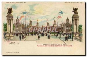 Old Postcard transparent map Paris Exposition Universelle 1900 Panorama palac...