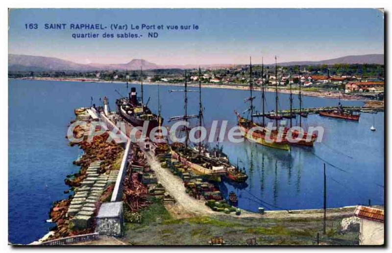 Postcard Old Port Saint Raphael overlooking the neighborhood of the sands