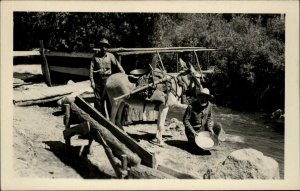 Colorado Springs CO Gold Panners Platte River Bill & Eagle Eye Smith RPPC #1