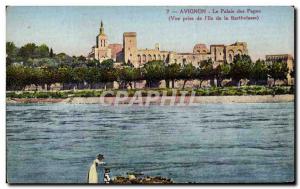 Old Postcard Avignon Palace of the Popes View from the & # 39ile Barthelasse