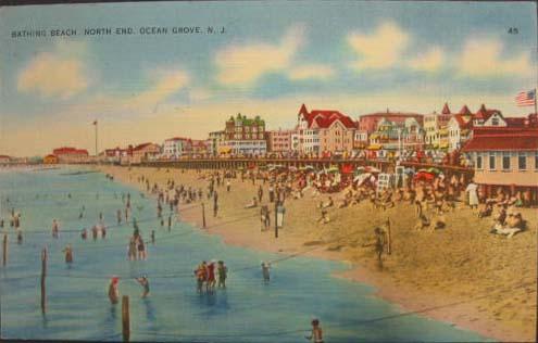Ocean Grove NJ Bathing Beach Postcard