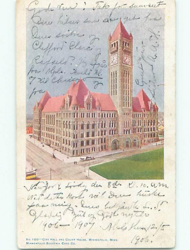 Pre-1907 CITY HALL Minneapolis Minnesota MN n5894