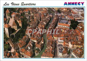 Modern Postcard Aerial view of Old Annecy with the Palais de l'Isle Chateau (...